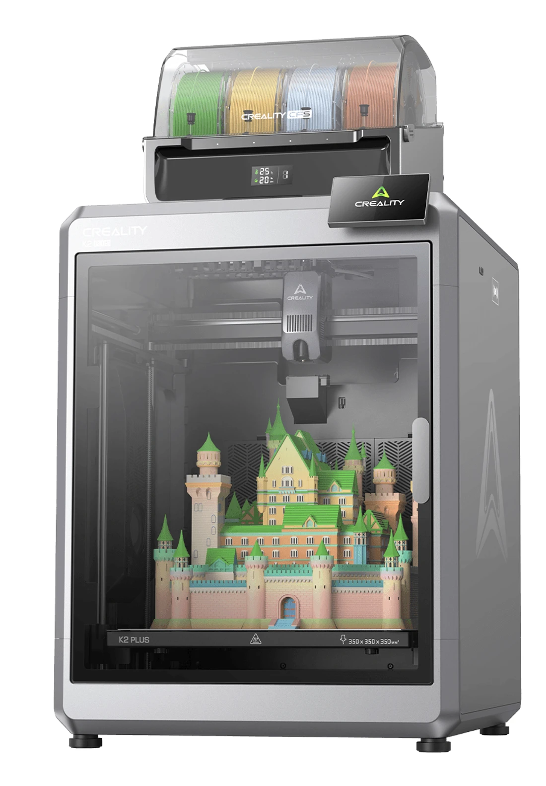 Creality K2 Plus — Im Bild: K2 Plus mit der CFS-Einheit obenauf